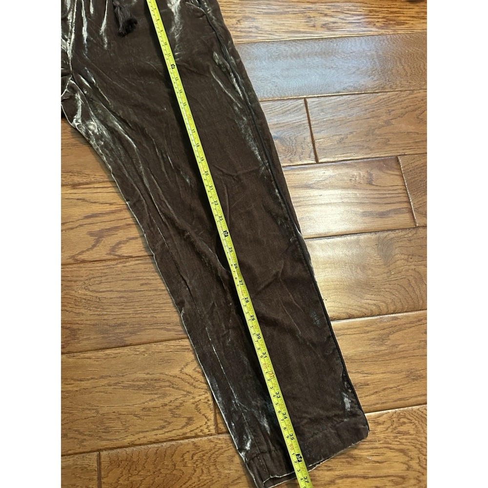 Anthropologie Elevenses Womens M Brown Velvet Pants Tassel Elastic Waist Jogger - Picture 7 of 13